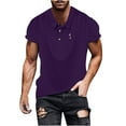 thumbnail image 1 of ALLLIST Crew Neck Spring Tops Purple Short Sleeve Solid Fitness Cotton T-Shirts Pullover Button Men's Shirts, 1 of 9