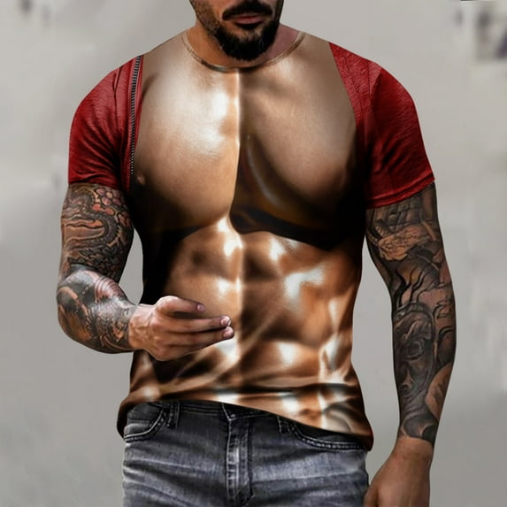ALLLIST Crew Neck Summer Tops for Men 2024 Short Sleeve Red Muscle Gift T-Shirts Loose Printed Graphic Mens T-Shirts