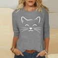 thumbnail image 1 of ALLLIST Crew Neck Women's Tops 3/4 Sleeve Summer T-Shirts Gray Casual Cat Graphic Shirts for Women, 1 of 4