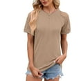 thumbnail image 1 of ALLLIST Crew Neck Womens Tops Clearance Yellow Short Sleeve Solid Pleated Casual T-Shirts Lace Blouses for Women Dressy Casual, 1 of 3
