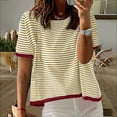 thumbnail image 1 of ALLLIST Crew Neck Workout Tops for Women Short Sleeve Yellow Striped T-Shirts Tshirt Dress Women, 1 of 6