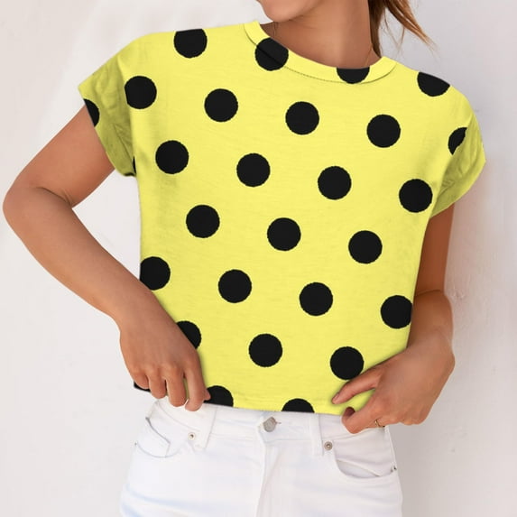 ALLLIST Cute Summer Tops for Women Yellow Sleeveless Polka Dot Crew Neck Casual Tank Tops Women Tank Tops S