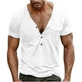 thumbnail image 1 of ALLLIST Dressy Tops for Men Short Sleeve White V-Neck Solid Workout with Pocket Casual T-Shirts Button Men's Polo Shirts, 1 of 5