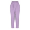 thumbnail image 1 of ALLLIST Elastic Waist Pants for Ladies Lounge Pants Purple Solid Knit Teen Pants, 1 of 3