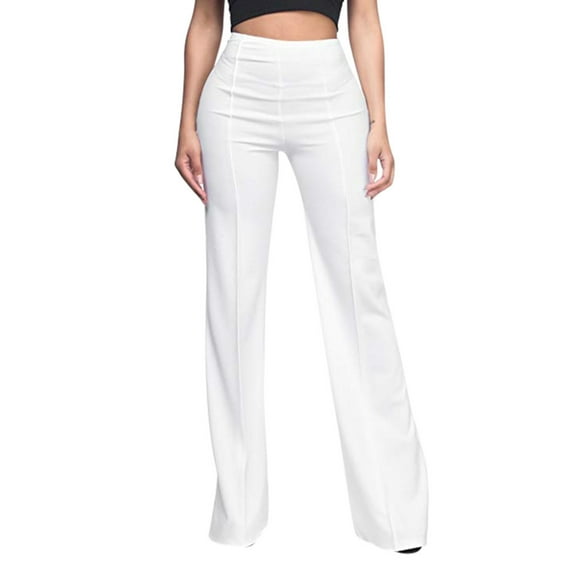 ALLLIST Elastic Waist Women Pants Knit Pants White Plain Lounge Pants Pants Ladies