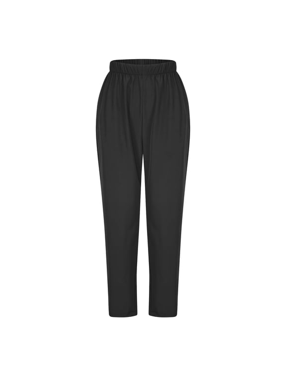 Elastic Waist Womens Pants Knit Pants Black Plain Knit Pants for Ladie