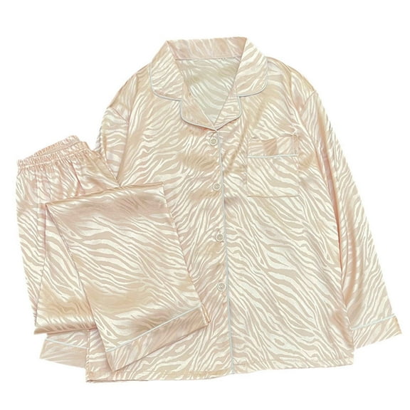 ALLLIST Elastic Women's Pajamas with Pocket Floral White Button Polyester Long Sleeve Collared Sleepwear Sets Summer Lounge Sets for Women