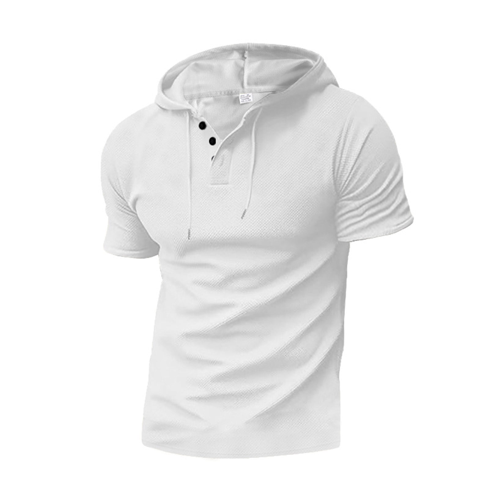 ALLLIST Fitted Mens T Shirts Big And Tall Short Sleeve White Classic TShirt Plain Hooded
