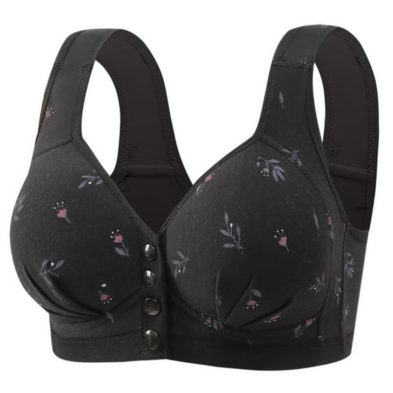 ALLLIST Floral Women's Bras Black Wirefree Bralette Soft T Shirt Womens Lingerie Size 36-44