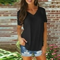 thumbnail image 1 of ALLLIST Going Out Tops for Women Black Short Sleeve V-Neck Casual Solid T-Shirts Blouses for Women Dressy Casual XL, 1 of 6