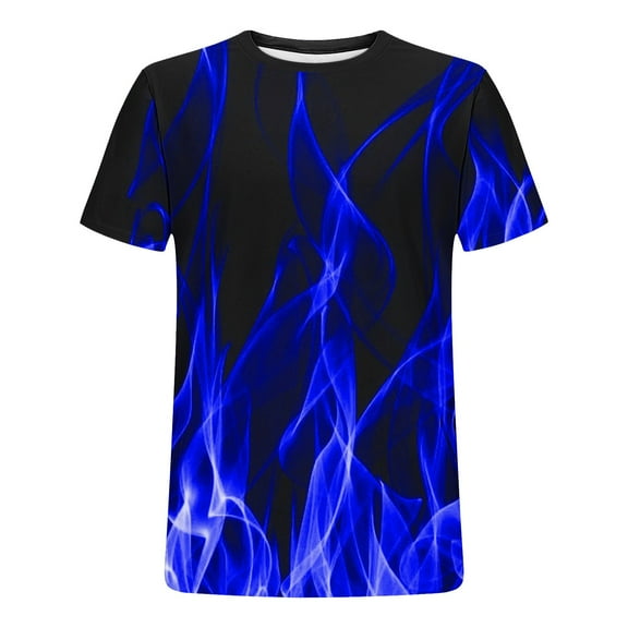 ALLLIST Going Out Tops for Women Blue Short Sleeve Crew Neck Gift Flame Printed T-Shirts Womens T Shirts