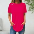 thumbnail image 1 of ALLLIST Going Out Tops for Women Solid Pink Short Sleeve Crew Neck T-Shirts Womens Shirts, 1 of 3