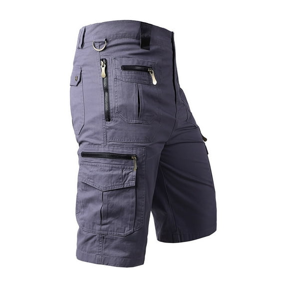 ALLLIST Graphic Mens Shorts Short Mid Gray Straight-Leg Cotton and Linen Cargo Button Workout with Pockets Lightweight