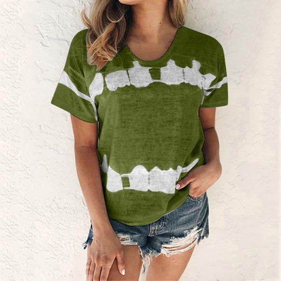 ALLLIST Graphic Summer Tops Crew Neck Short Sleeve Green T-Shirts Ladies Tops and Blouses