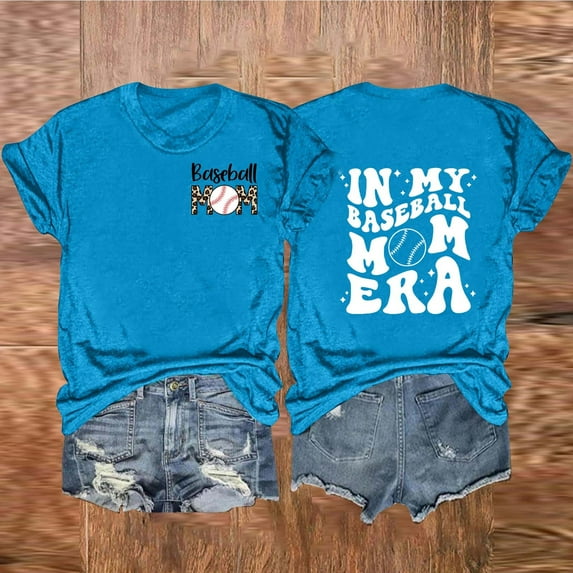 ALLLIST Graphic Womens Tops Clearance Under $10 Crew Neck Short Sleeve Blue T-Shirts Blouses