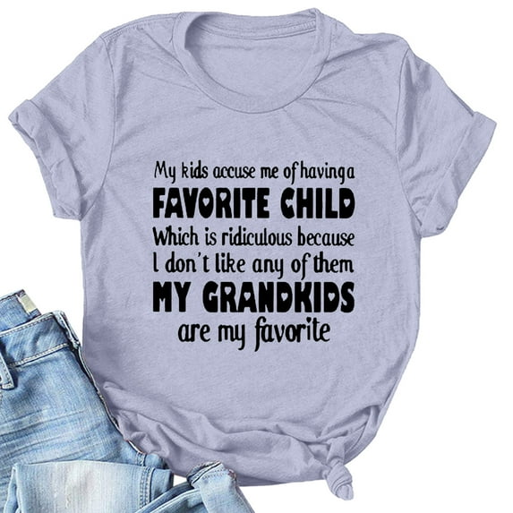 ALLLIST Gray Cute Summer Tops for Women Floral Short Sleeve Crew Neck T-Shirts Blouse for Women