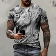 thumbnail image 1 of ALLLIST Gray Going Out Tops for Men Short Sleeve Crew Neck Horse Gift Graphic Printed T-Shirts Loose Men's T-Shirts, 1 of 6