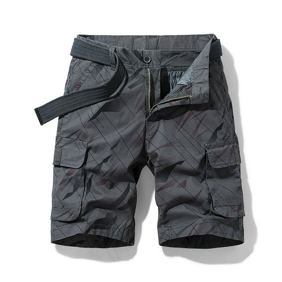 ALLLIST Gray Shorts Men Graphic Mid Straight-Leg Short Cotton and Linen with Pockets Cargo Jogger Casual Shorts