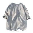 thumbnail image 1 of ALLLIST Gray Spring Tops for Men Crew Neck Short Sleeve Solid T-Shirts Loose Casual Men's Shirts, 1 of 7