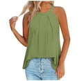 thumbnail image 1 of ALLLIST Green Summer Tops for Women 2024 Crew Neck Solid Backless Pleated Sleeveless Tank Tops Women's Tanks & Camis XXXL, 1 of 4