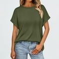 thumbnail image 1 of ALLLIST Green Womens Tops Crew Neck Short Sleeve Tee Shirts Plain Pullover Women's Clothing, 1 of 9
