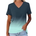 thumbnail image 1 of ALLLIST Green Womens Tops Summer Short Sleeve V-Neck Gradient T-Shirts Women Blouses Dressy Casual XL, 1 of 5