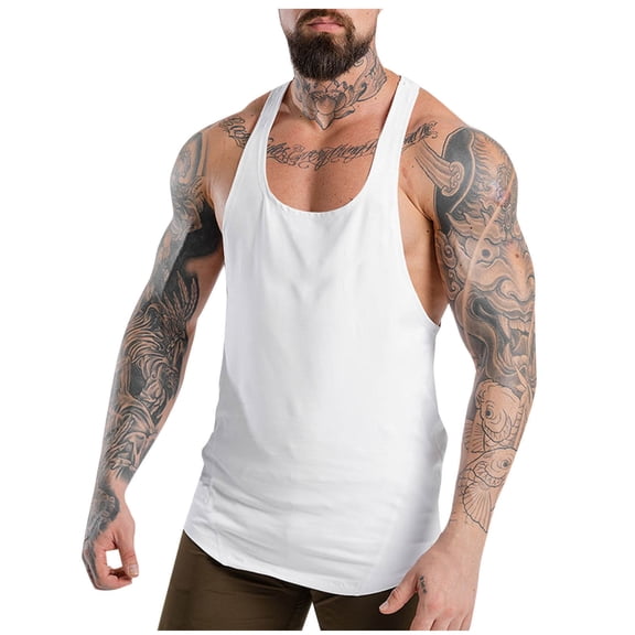 ALLLIST Gym Men's Tank Tops White Workout Pullover Solid Quick Dry Comfy Athletic Shirts for Men Size M-3XL
