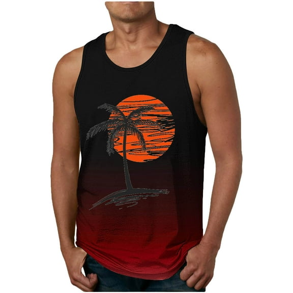 ALLLIST Hawaiian Tank Tops Men Summer Red Pullover Comfy Underwear for Men Size S-2XL