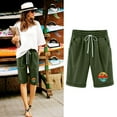 thumbnail image 1 of ALLLIST High Girls Shorts Ankle Green Straight-Leg Graphic with Pockets Trousers Elastic Comfy Skorts for Woman 60%Cotton,40%Linen Trousers M, 1 of 6