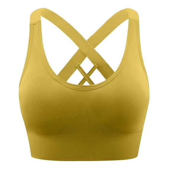 ALLLIST High Impact Women Sports Bras Racerback Yellow Crop-Top Cozy Plain Ladie Sports Bras Size S-2XL