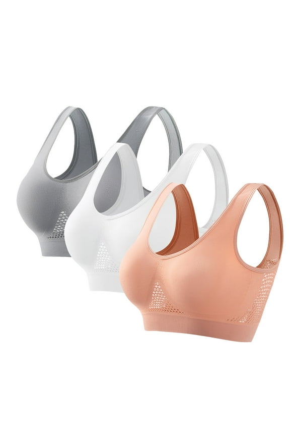 High Impact Women's Sports Bras Pack of 3 Padded Bralette Seamless Plain Ladie's Underwear