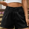 thumbnail image 1 of ALLLIST High Ladies Shorts Short Black Wide-Leg Solid with Pockets Elastic Button Jean Skorts for Woman 100%Denim Jean XXL, 1 of 6