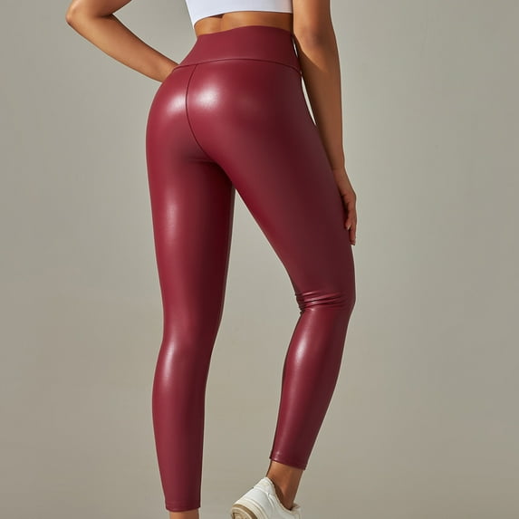 ALLLIST High Waisted Women's Sweatpants Thin Plus Size Athletic Pants Plain Red Water-Resistant Tight Leather Pants Women