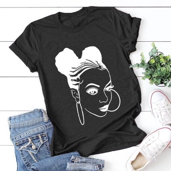 ALLLIST Holiday Womens Tops Crew Neck Black T-Shirts Graphic Short Sleeve Fashion Shirts Tops for Ladies
