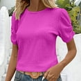 thumbnail image 1 of ALLLIST Holiday Womens Tops Short Sleeve Crop Blouses Pink Plain Fashion Shirts Ladies Tops, 1 of 6
