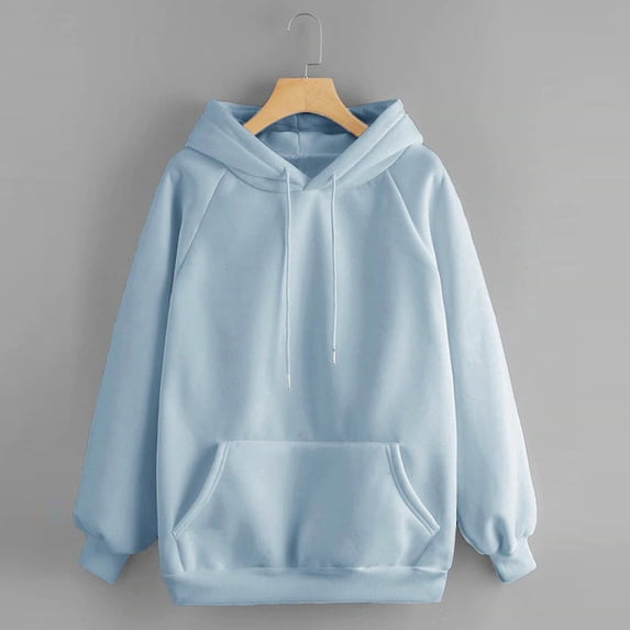 ALLLIST Hoodies for Teens Long Sleeve with Pocket Pullover Blue Relaxed Fit Plain Womens Sweatshirts