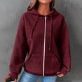 thumbnail image 1 of ALLLIST Hoodies for Women Zip up Long Sleeve Waffle Knit Sweatshirts Plain Comfortable Red Loose Coat Ladies Sweatshirt, 1 of 6