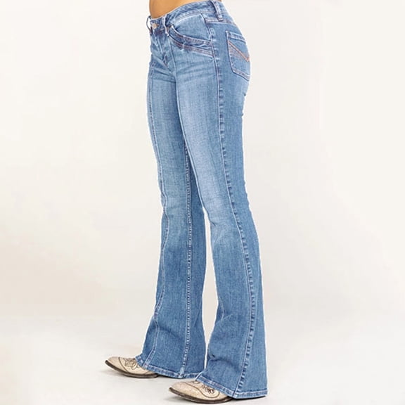 ALLLIST Jeans for Women Low Rise Bootcut Denim Pants Blue Slim Plain Comfy Lounge Pants Women