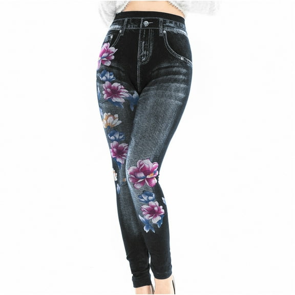 ALLLIST Jeans for Women Stretchy Trendy High Rise Denim Pants Floral Slim Black Pencil Pants for Women