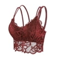 thumbnail image 1 of ALLLIST Lace Bras for Women See Through Wirefree Bralette Red Plian Cozy Crop-Top Women Lingerie Size L, 1 of 8