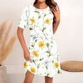 thumbnail image 1 of ALLLIST Ladies Dresses Summer Crew Neck Floral Mini Vacation Sundress Outfits for Women Size S-3XL, 1 of 5