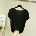 thumbnail image 1 of ALLLIST Ladies Tops Black Solid Short Sleeve Scoop Neck Casual T-Shirts Blouses M, 1 of 3