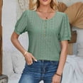thumbnail image 1 of ALLLIST Ladies Tops Green Solid Crew Neck Short Sleeve Button T-Shirts Tshirt Dress Women XL, 1 of 6