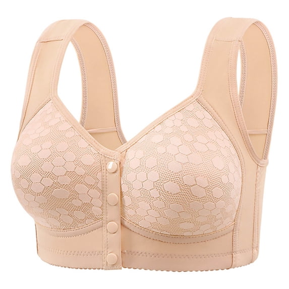 ALLLIST Lift Lingerie for Women Front Closure Wirefree Bralette Yellow Plian Soft Full-Figure Bras for Women Size 46
