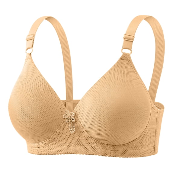 ALLLIST Lingerie for Women No Wire Plus Size Lift Plunge Plian Push up Beige T-Shirt Womens Bras Size 42