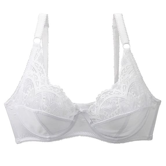ALLLIST Lingerie for Women Plus Size Lace Underwire Underwear Solid Full Coverage White Triangle Ladies Bras Size 100D