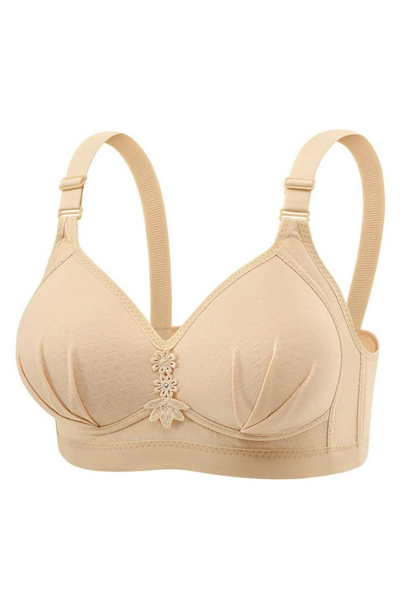 Lingerie for Women Plus Size Wirefree Full Coverage Bralette Beige Push up Plian Full-Figure Womens Bras Size 44
