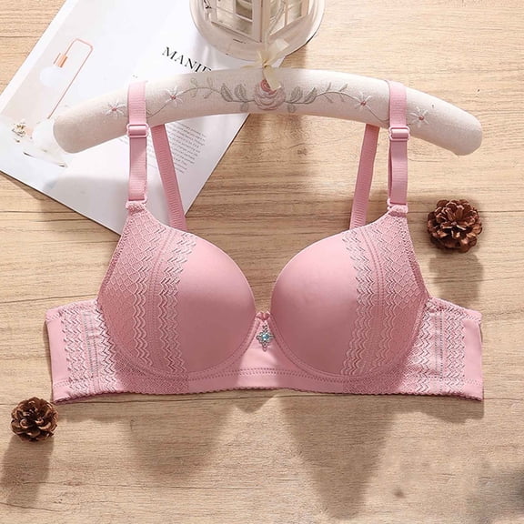 ALLLIST Lingerie for Women Push up Wirefree Pink Bralette Plian Comfort Balconette Womens Bras Size 36