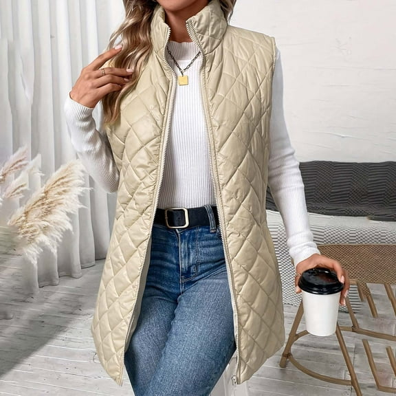 ALLLIST Long Jackets Women Cotton Vests Warm Yellow Solid Outerwear Vests Jackets Women