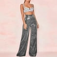 thumbnail image 1 of ALLLIST Loose Fit Women's Pants Wide Leg Lounge Pants Elastic Waist Black Solid Knit Teen's Pants, 1 of 4